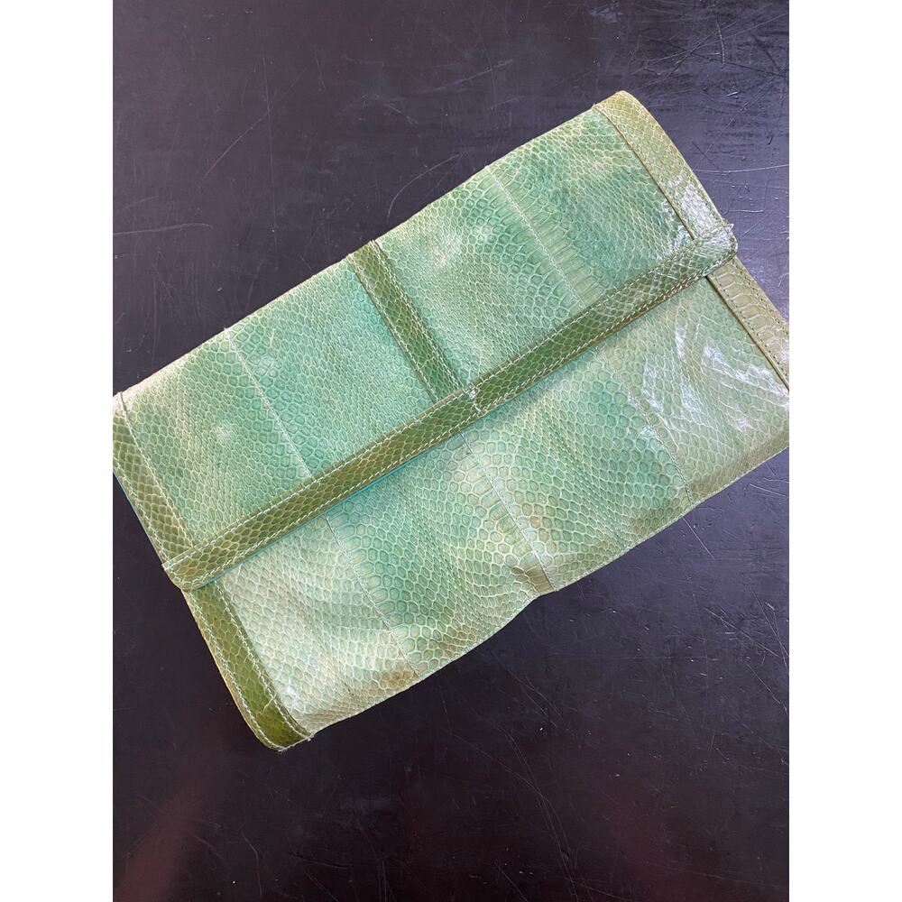 vintage 1980s green snakeskin clutch 80s envelope purse j renee reptile retro